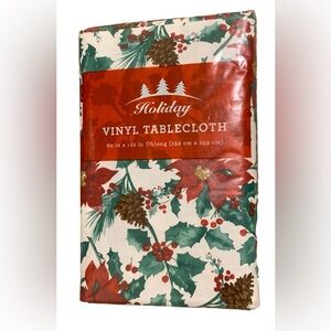 Mainstays Holiday Vinyl Tablecloth with Red and Green Accents NEW in package!